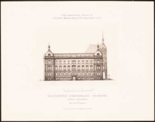Hervorragende Projekte für den Hamburger Rathausbau 1876: Seitenansicht