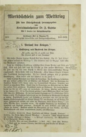 I. Verlauf des Krieges