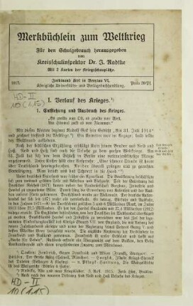 I. Verlauf des Krieges