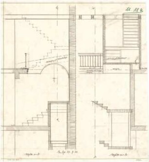 Billing, Hermann; Singen; Krankenhaus - Chefarztwohnhaus, Treppen (Schnitte)