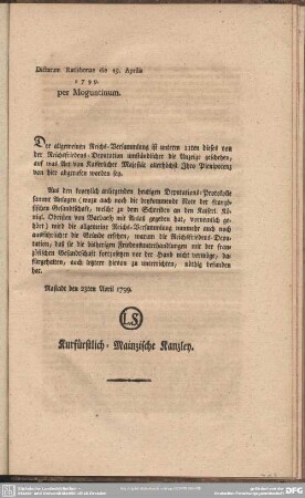 [47ter d.d. 23. ej. mit einer Beilage. dikt. den 29. ej.]