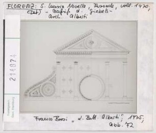 Florenz: S.Maria Novella, Fassade, Aufriss d. Giebels Alberti