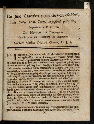 1-9, De Jure Canonico-pontificio-ecclesiastico ...