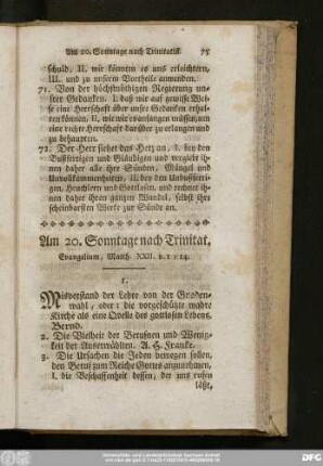 Am 20. Sonntage nach Trinit. Evangelium, Matth. XXII. v. 1 - 14.