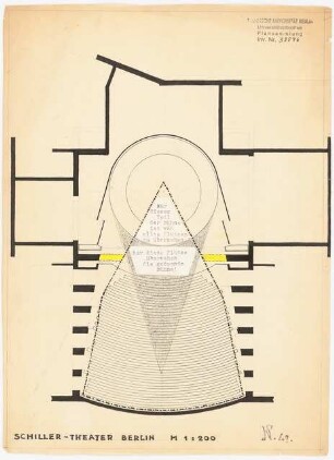 Schillertheater, Berlin-Charlottenburg Systemskizzen von Theaterinnenräumen: Grundriss Parkett Schiller-Theater Berlin 1:200
