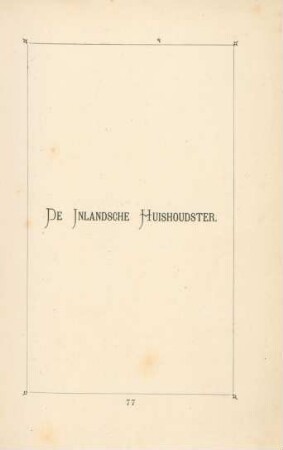 De inlandsche huishoudster