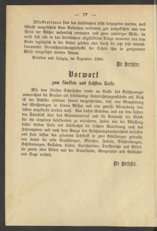Vorwort zum fünften und sechsten Teile