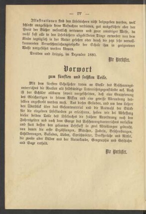 Vorwort zum fünften und sechsten Teile