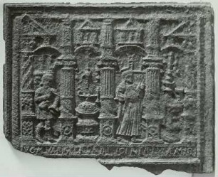 Eisenkunstguss-Ofenplatte: Pharisäer und Zöllner