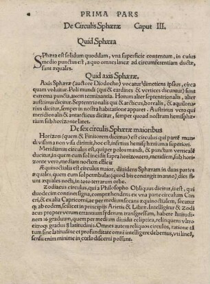 De Circulis Sphaerae Caput III.