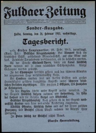 Zweite Ausgabe vom Sonntag, den 21. Februar 1915.