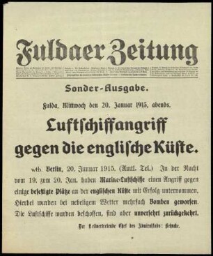 Zweite Ausgabe vom Mittwoch, den 20. Januar 1915.