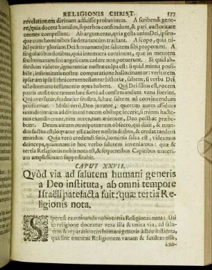 Caput XXVII. Quod via ad salutem humani generis a Deo instituta [...]
