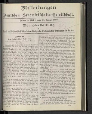 Beilage zu Stück 1 vom 10. Januar 1900.