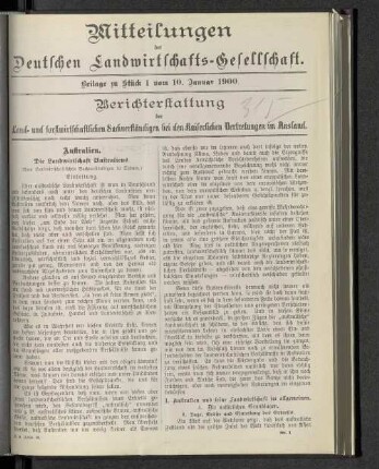 Beilage zu Stück 1 vom 10. Januar 1900.