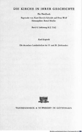 Die deutschen Landeskirchen im 19. und 20. Jahrhundert