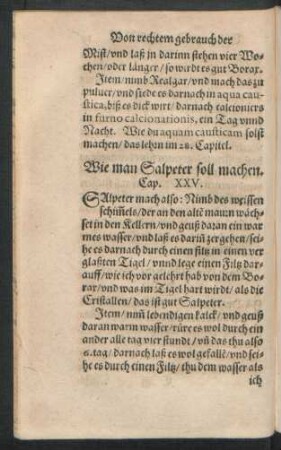 Wie man Salpeter soll machen. Cap. XXV.