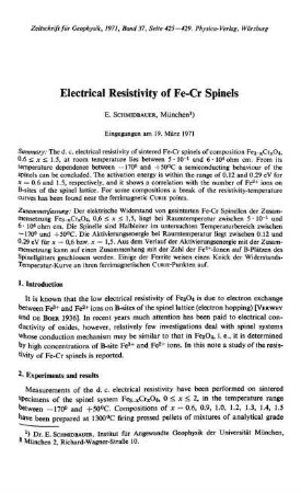 Electrical resistivity of Fe-Cr spinels