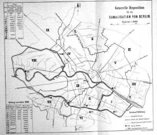 Karte: Generelle Disposition für die Canalisation von Berlin