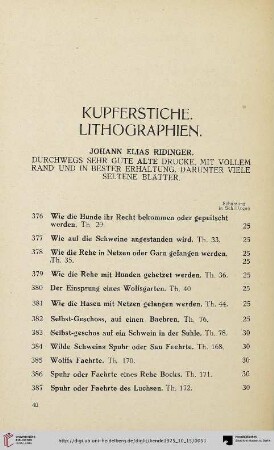 Kupferstiche. Lithographien (Nr. 376-426)