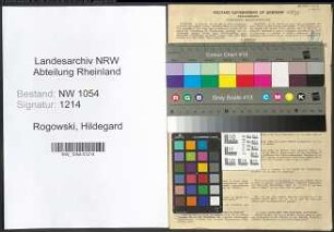 Entnazifizierung Hildegard Rogowski , geb. 09.08.1907 (Telefonistin)