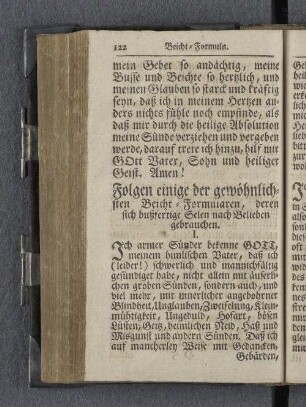 Folgen einige der gewöhnlichsten Beicht-Formularen, deren sich bußfertige Selen nach Belieben gebrauchen.