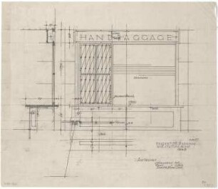 Döllgast, Hans; München; Hauptbahnhof, Nr. 9B - Baggage-Schalter (Ansicht; Schnitt)