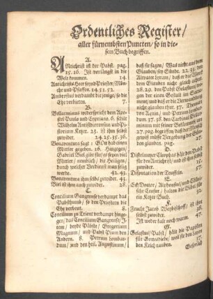 Ordentliches Register/ aller fürnembsten Puncten/ so in diesem Buch begriffen.