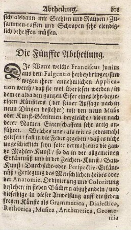 Die Fünffte Abtheilung.