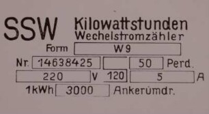 Zeiss-Ikon Bilderliste, Typenschild, Wechselstrom