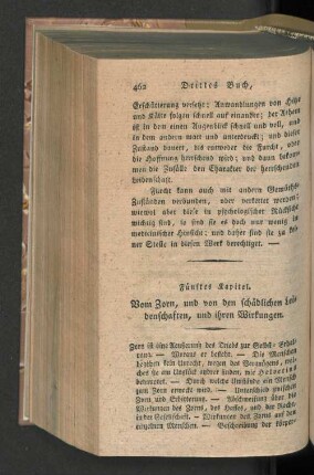 Fünftes Kapitel. Vom Zorn, und von den schädlichen Leidenschaften, und ihren Wirkungen.