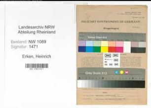 Entnazifizierung Heinrich Erken , geb. 22.09.1885 (Oberbrandmeister)