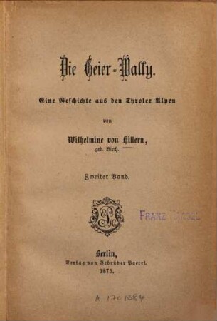 Die Geier-Wally : eine Geschichte aus den Tyroler Alpen, 2