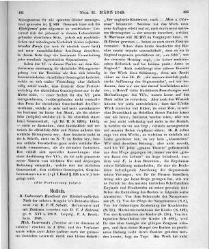 Dr. Underwood`s Handbuch der Kinderkrankheiten. Übers. v. F. W. Schulte. Mit e. Vorw. v. F. J. Behrend. Leipzig: Brockhaus 1848