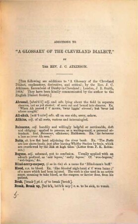Cleveland Words (Supplementary)