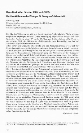 Hans Beutmüller (Meister 1588, gest. 1622) Martins-Willkomm der Elbinger St. Georgen-Brüderschaft