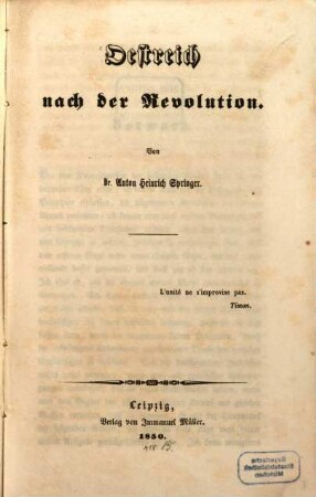 Oestreich nach der Revolution