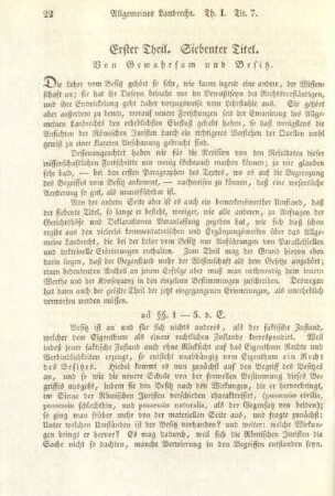 Erster Theil. Siebenter Titel. Von Gewahrsam und Besitz