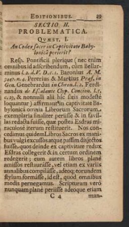 Sectio II. Problematica