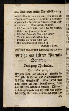 920-937, Predigt am dritten Advents-Sonntag
