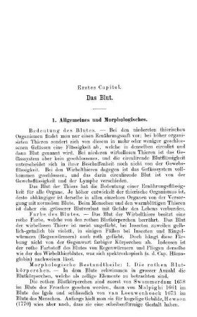 Erstes Capitel. Das Blut.