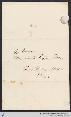 Briefe von Heinrich Julius Klaproth an Carl Ritter