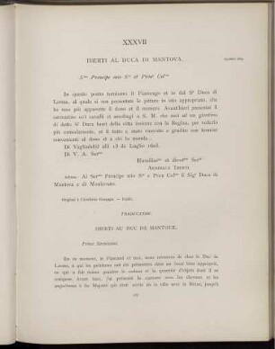 XXXVII. Annibal Iberti au duc de Mantoue. Valladolid, 13 juillet 1603