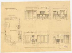 Wohnhaus Arons, Berlin: Damenankleidezimmer: Grundriss, Wandansichten 1:25