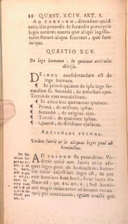 Quaestio XCV. De lege humana, in quatuor articulos divisa.