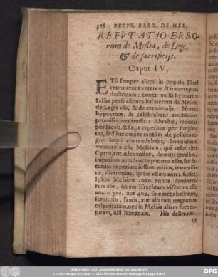 Refutatio Errorum de Meßia, de Lege, [et] de sacrificiis. Caput IV.