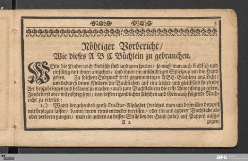Nöhtiger Vorbericht / Wie dieses ABC Büchlein zu gebrauchen.