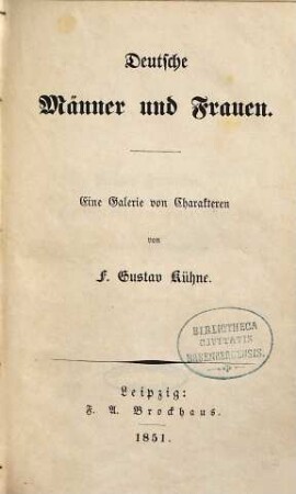 Deutsche Männer und Frauen : eine Galerie von Charakteren