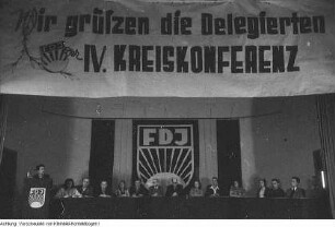 Radeberg. Freie Deutsche Jugend (FDJ), IV. Kreiskonferenz, u.a. mit Hermann Axen, , Vorsitzender der FDJ in Sachsen, 27.-28. September 1947