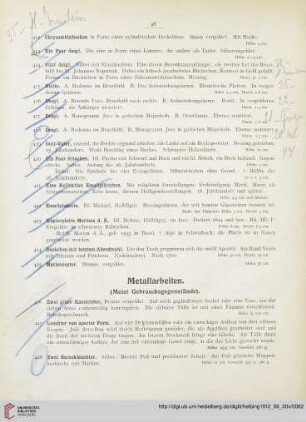 Metallarbeiten, Möbel, Textilien (Nr. 426-589)